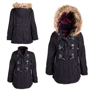 Urban Republic Wool Blend Hooded Toggle Peacoat 